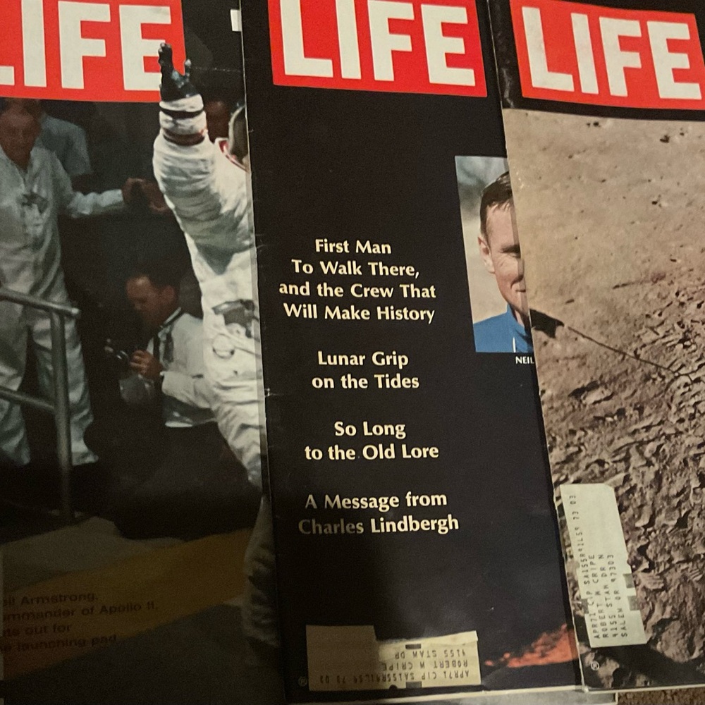 LIFE MAGAZINE APOLLO 11 FLIGHT. THREE VINTAGE MAGAZINE. GOOD CONDITION